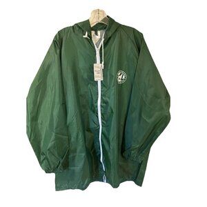 NWT Defenders Of Wildlife Green Zip Front Rain Jacket with Hood One Size